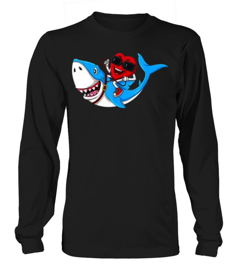heart riding shark valentines day funny boy Long sleeved Unisex