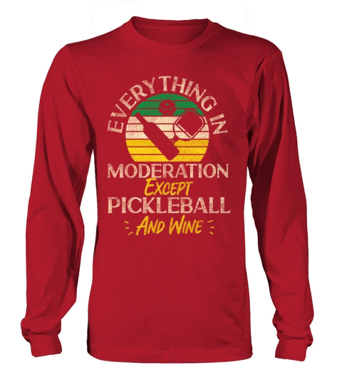 Pickleball Wine Retro Vintage Long sleeved Unisex