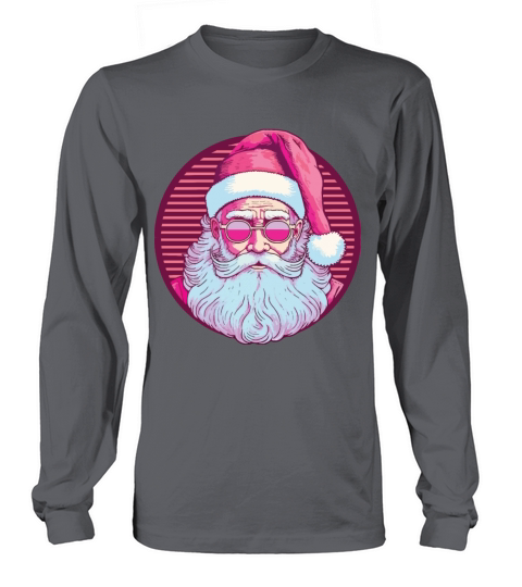 Merry Christmas Retro vintage pink santa claus Long sleeved Unisex