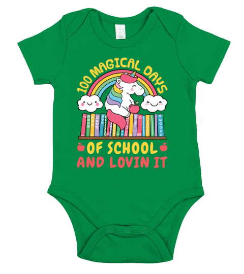 100 Magical Days Of School And Lovin It Short Sleeve Baby One-Piece