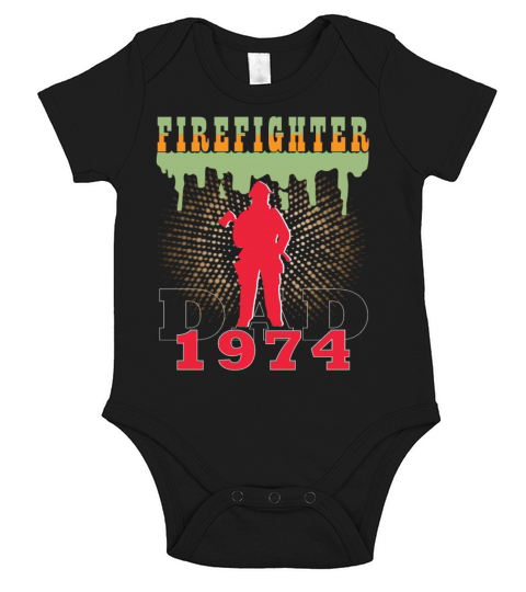 1974 vintage fireman birthday firefighter Short Sleeve Baby One-Piece