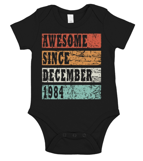 1984 Born In December Retro Gift Idea Short Sleeve Baby One-Piece