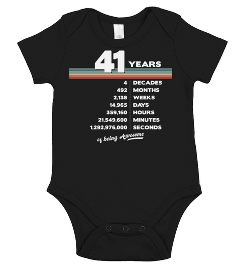 41st Birthday Vintage 41 Years Old Retro 492 Short Sleeve Baby One-Piece