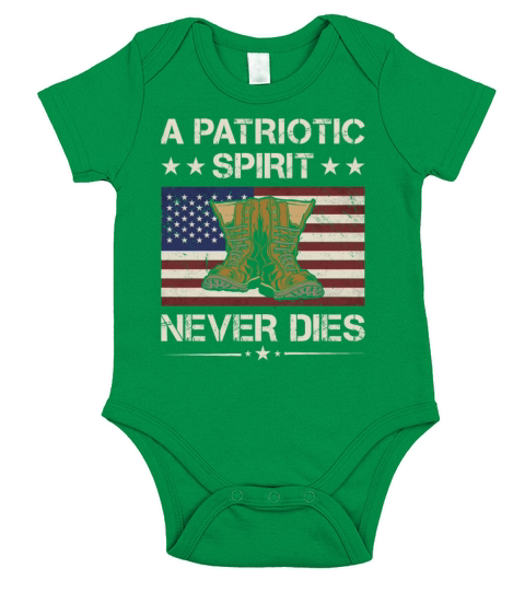 America A Patriotic Spirit Never Dies Army Veteran Short Sleeve Baby One-Piece