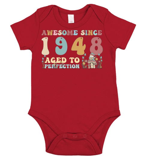 Awesome since 1948 - 75th Birthday - 2023 Groovy Short Sleeve Baby One-Piece