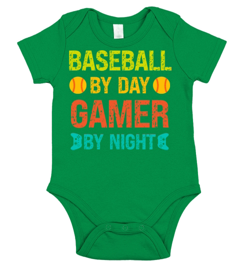 Baseball By Day Gamer By Night - Baseball Players Short Sleeve Baby One-Piece