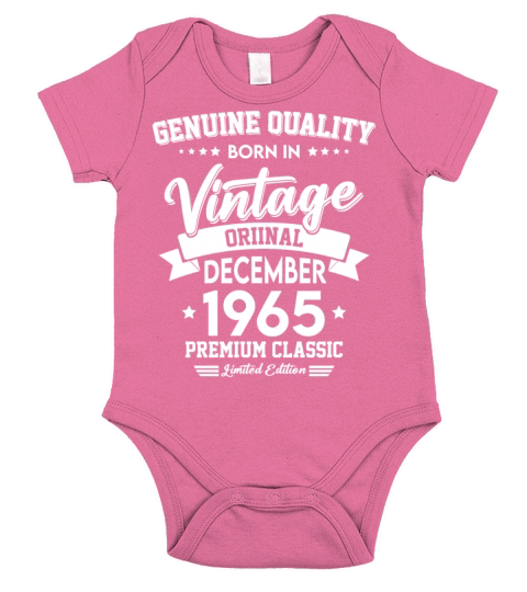 Born In December 1965 Original Vintage Short Sleeve Baby One-Piece