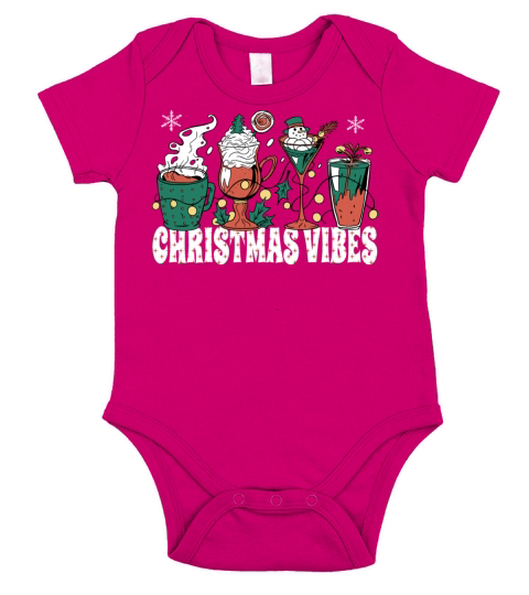 Christmas holiday drinks Short Sleeve Baby One-Piece