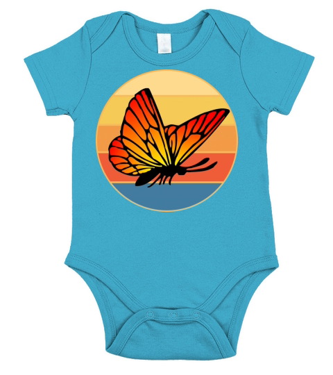 Cute Butterfly Retro Sunset Vintage Animal Insect Short Sleeve Baby One-Piece