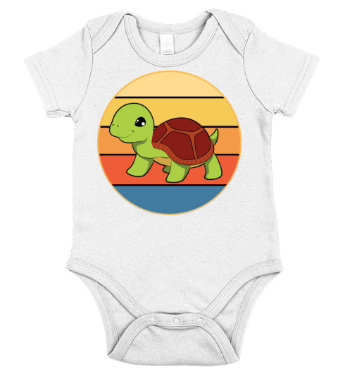 Cute Turtle Vintage Retro Sunset Marine Animal Short Sleeve Baby One-Piece