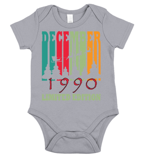 December 1990 birthday greeting retro design Short Sleeve Baby One-Piece