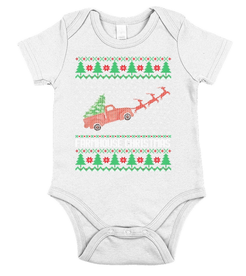 Farmhouse Christmas ugly sweater Short Sleeve Baby One-Piece