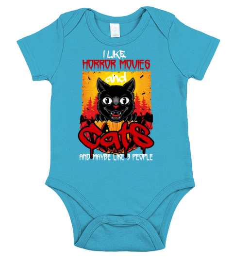 Funny Quote Cat Horror Movies Cute Halloween Short Sleeve Baby One-Piece