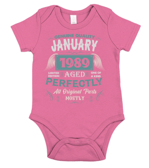 January 1989 Vintage Birthday Present Short Sleeve Baby One-Piece