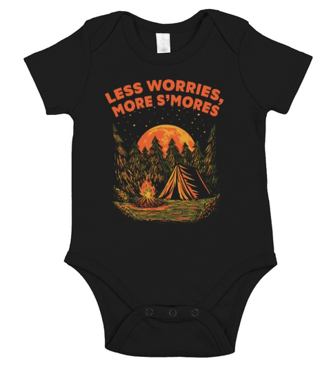 Less Worries More Smores Camping Food Camper Foodi Short Sleeve Baby One-Piece