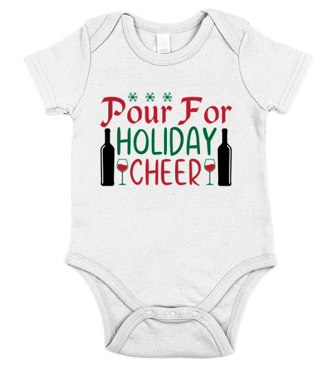 Pour for Holiday Cheer Happy Christmas Short Sleeve Baby One-Piece