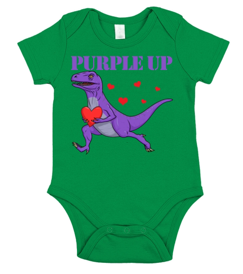 Purple Up Raptor Military Child Month Dinosaur Short Sleeve Baby One-Piece