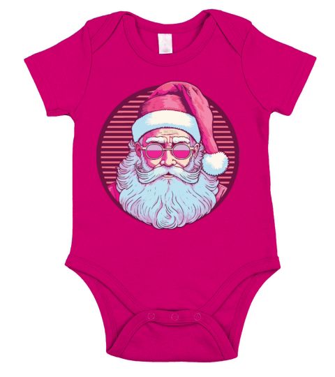 Merry Christmas Retro vintage pink santa claus Short Sleeve Baby One-Piece