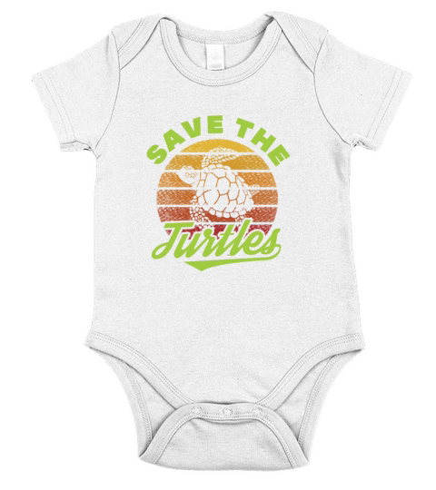 Save The Turtles Retro Vintage Short Sleeve Baby One-Piece