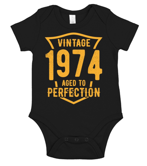 Vintage 1974 Aged To Perfection 49th Birthday Short Sleeve Baby One-Piece
