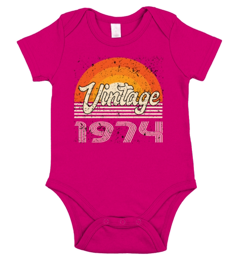 Vintage 1974 Birthday Retro Short Sleeve Baby One-Piece