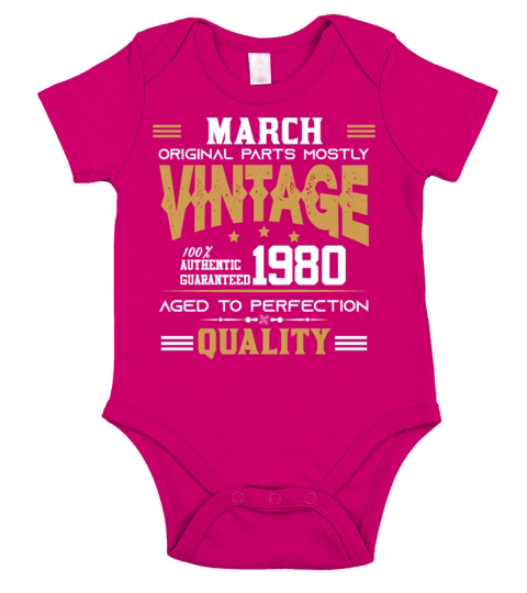 Vintage Aged To Perfection March 1980 Short Sleeve Baby One-Piece
