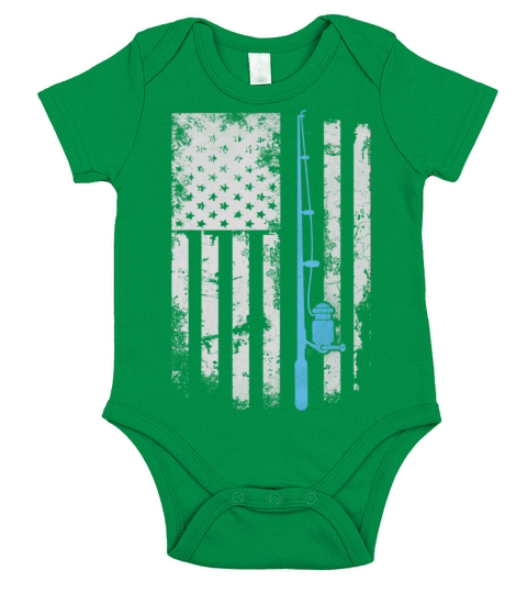 Vintage American Flag Fishing Rod For Fishing Short Sleeve Baby One-Piece