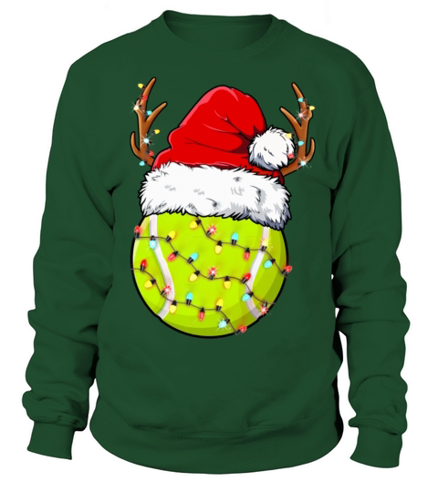 Christmas Tennis Ball Santa Hat Funny Sports Xmas Sweatshirt Unisex