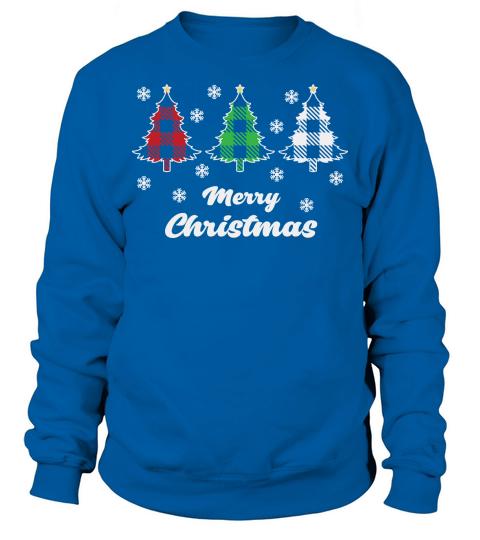 Merry Christmas Tree Buffalo Plaid Sweatshirt Unisex