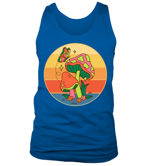 Cute Butterfly On A Mushroom Retro Sunset Vintage Tank Top Unisex