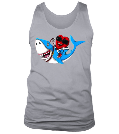 heart riding shark valentines day funny boy Tank Top Unisex
