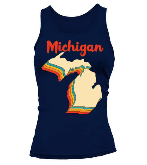 Michigan Map Outline Vintage Retro Mi Lake Home Tank top Woman