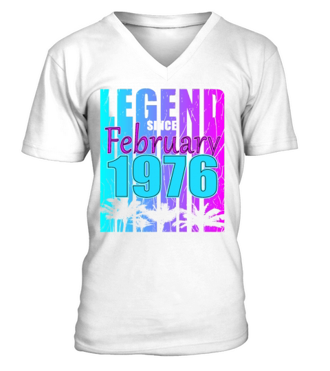 1976 Born Legend February Vintage V-Neck T-shirt
