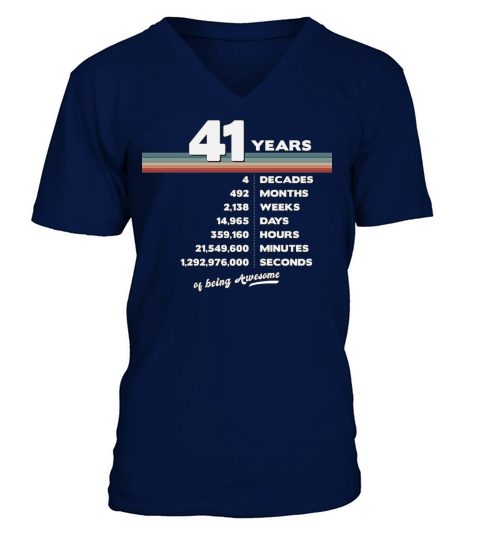 41st Birthday Vintage 41 Years Old Retro 492 V-Neck T-shirt
