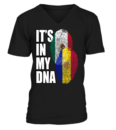 Andorran And Mexican Mix Heritage DNA Flag V-Neck T-shirt