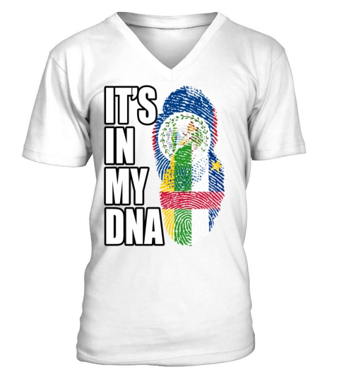 Belizean And Central African Mix Heritage DNA Flag V-Neck T-shirt