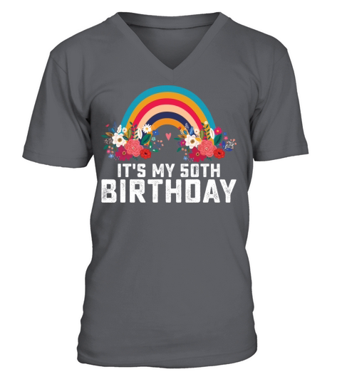 Boho Rainbow Its My 50th Birthday V-Neck T-shirt