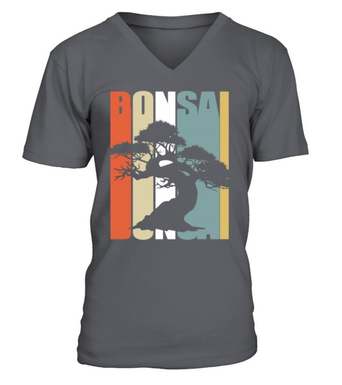 Bonsai Tree Vintage Retro Colorful Japanese Garden V-Neck T-shirt
