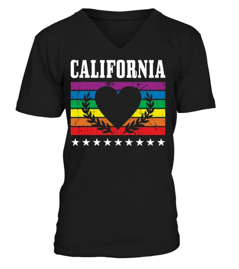 California Pride Flag Pride Month LGBTQ Flag LGBT V-Neck T-shirt