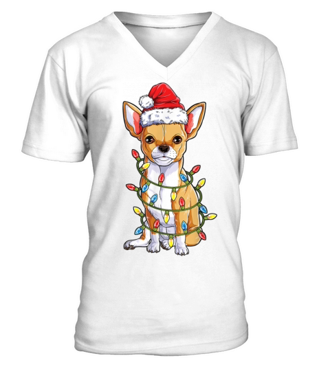 Chihuahua Santa Christmas Tree Lights Xmas Boys Do V-Neck T-shirt