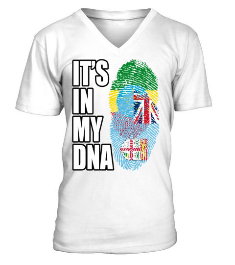 Fijian And Ethiopian Mix Heritage DNA Flag V-Neck T-shirt