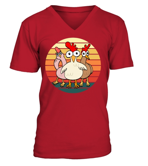 Funny Chickens Chicken Lovers Retro Vintage Gift V-Neck T-shirt