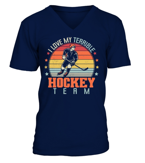 I Love My Terrible Hockey Team Vintage Retro V-Neck T-shirt