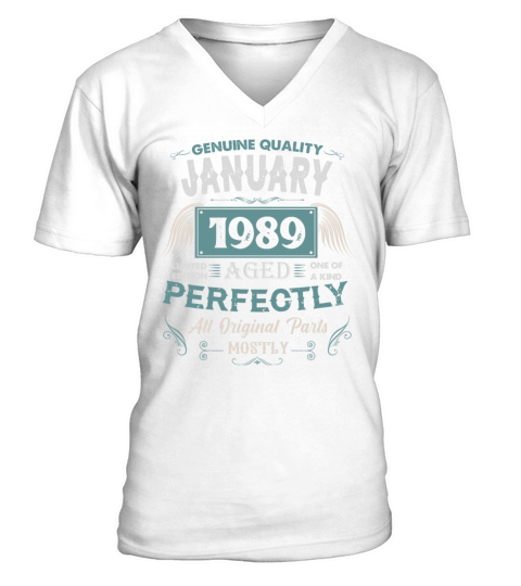 January 1989 Vintage Birthday Present V-Neck T-shirt