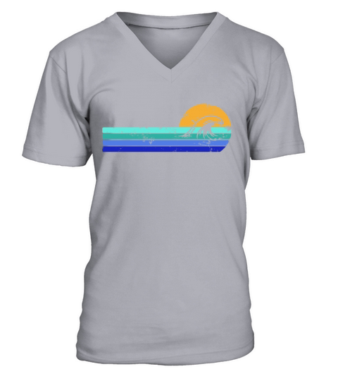 Retro Wave Distressed V-Neck T-shirt