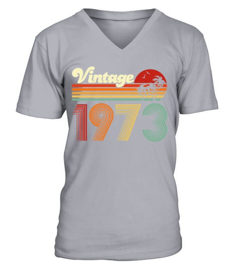 Vintage 1973 Retro Men Woman 50th Birthday Gift V-Neck T-shirt