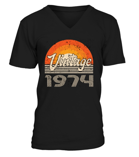 Vintage 1974 Birthday Retro V-Neck T-shirt