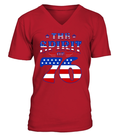 Vintage The Spirit 76 4th of July for Americans V-Neck T-shirt
