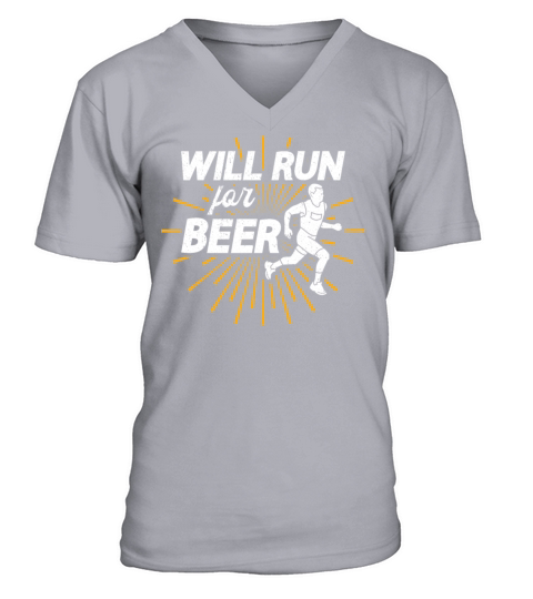 Will Run For Beer Funny Runners V-Neck T-shirt