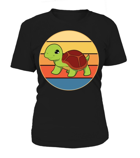 Cute Turtle Vintage Retro Sunset Marine Animal Women's T-Shirt